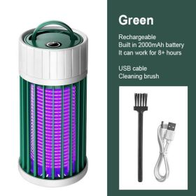 1pc Rechargeable Trend Pest Control Mosquitos Killing Machine Shock Mute Mosquito Killer Lamp Bedroom Mosquito Remover (Color: Green)