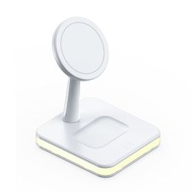 25W Magnetic Wireless Charger Stand Dock For iPhone 14 13 12 Pro Max Mini Apple iWatch 8 Airpods QC3.0 USB Fast Charging Station (Color: White 2 in1)